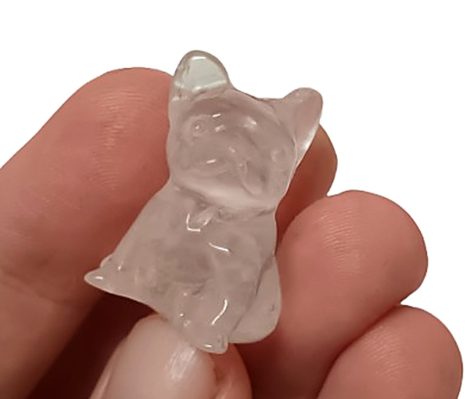 Mini Crystal Dog Carving · Rose Quartz