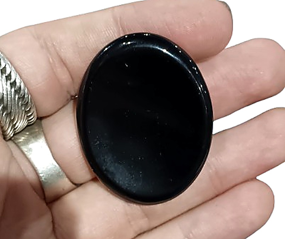 Oval Crystal Palmstone · Obsidian