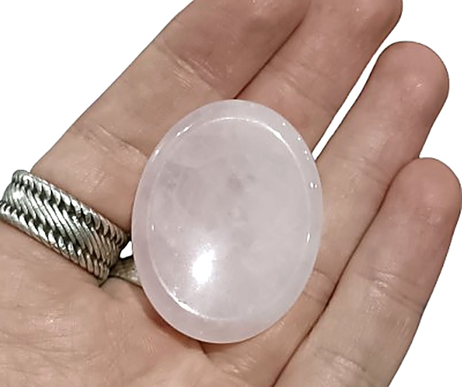 Oval Crystal Palmstone · Rose Quartz