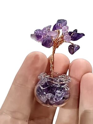 Mini Crystal Tree in Glass Pot · Amethyst