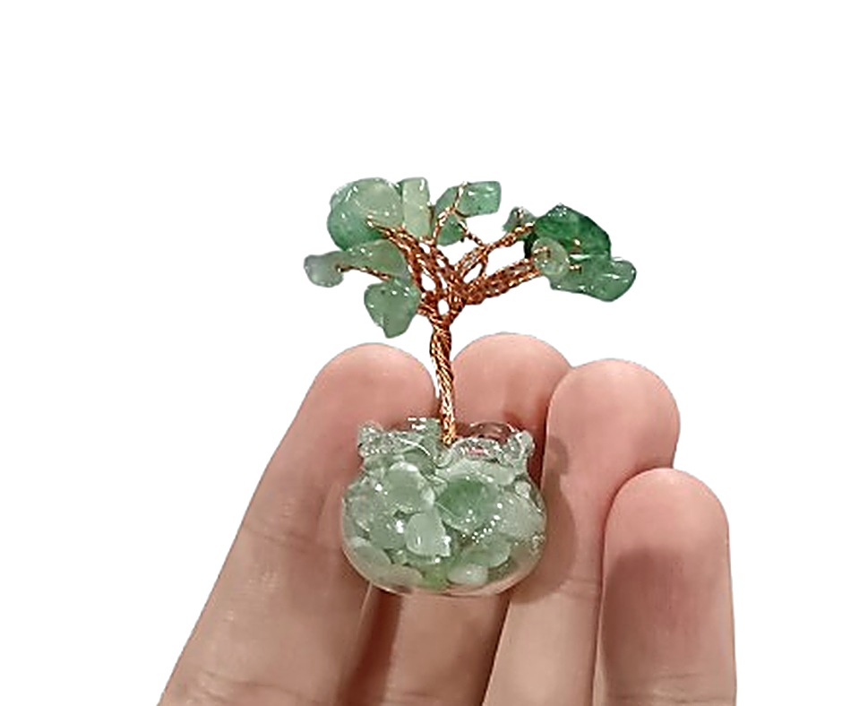 Mini Crystal Tree in Glass Pot · Aventurine