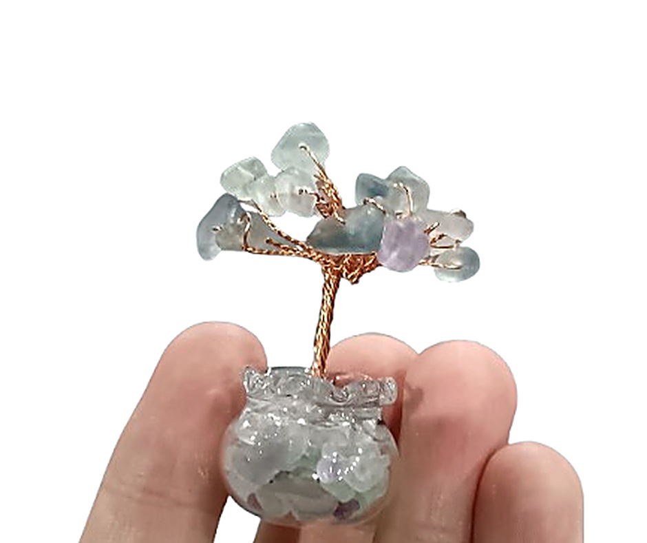 Mini Crystal Tree in Glass Pot · Fluorite