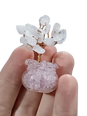 Mini Crystal Tree in Glass Pot · Rose quartz