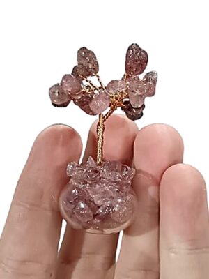 Mini Crystal Tree in Glass Pot · Strawberry Quartz