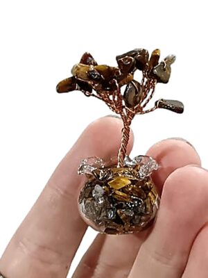 Mini Crystal Tree in Glass Pot · Tiger's eye