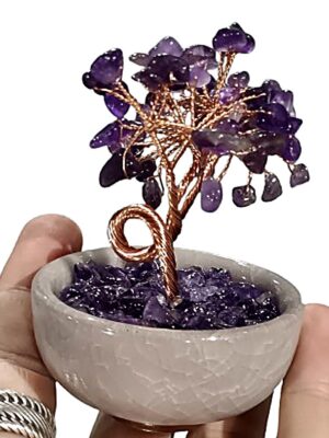 Large Crystal Tree in Terracotta Glazed Pot · Amethyst