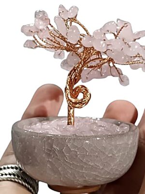 Large Crystal Tree in Terracotta Glazed Pot · Rose Quartz