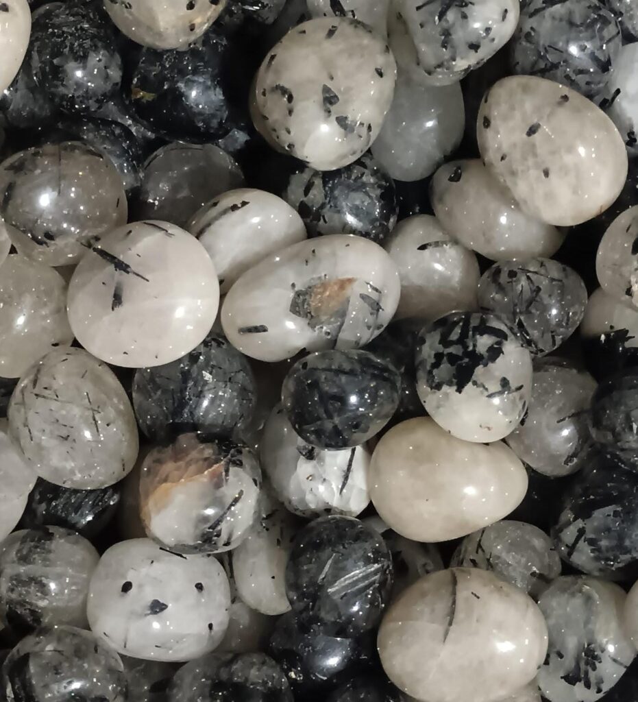 Tourmaline in Quartz tumblestones