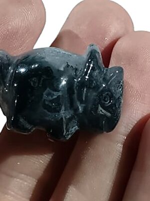 Mini Crystal Triceratops · Moss agate