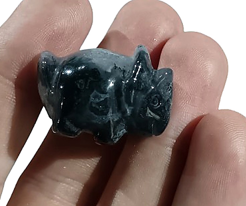 Mini Crystal Triceratops · Moss agate