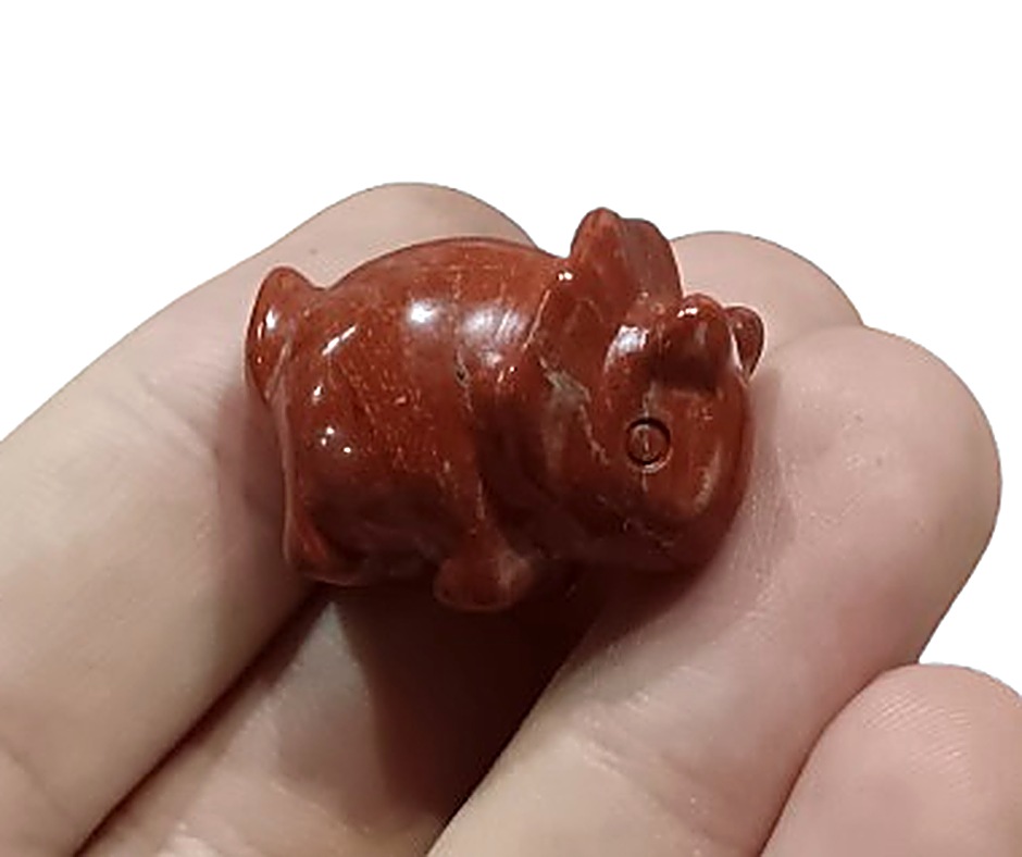 Mini Crystal Triceratops · Red jasper