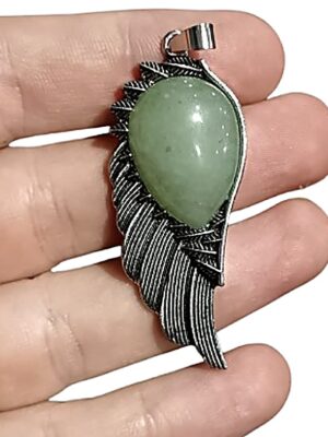 Metal wing pendant · Aventurine