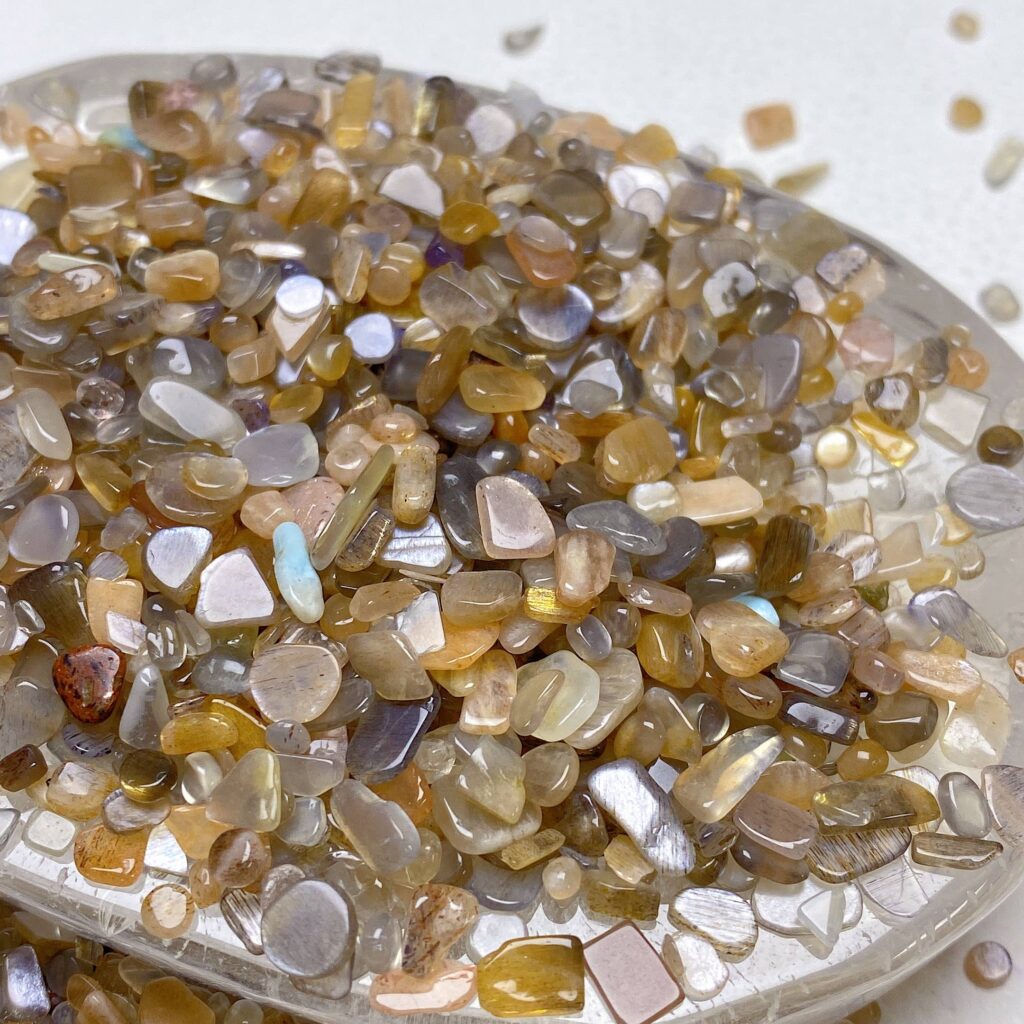 Grey Moonstone Crystal Chips