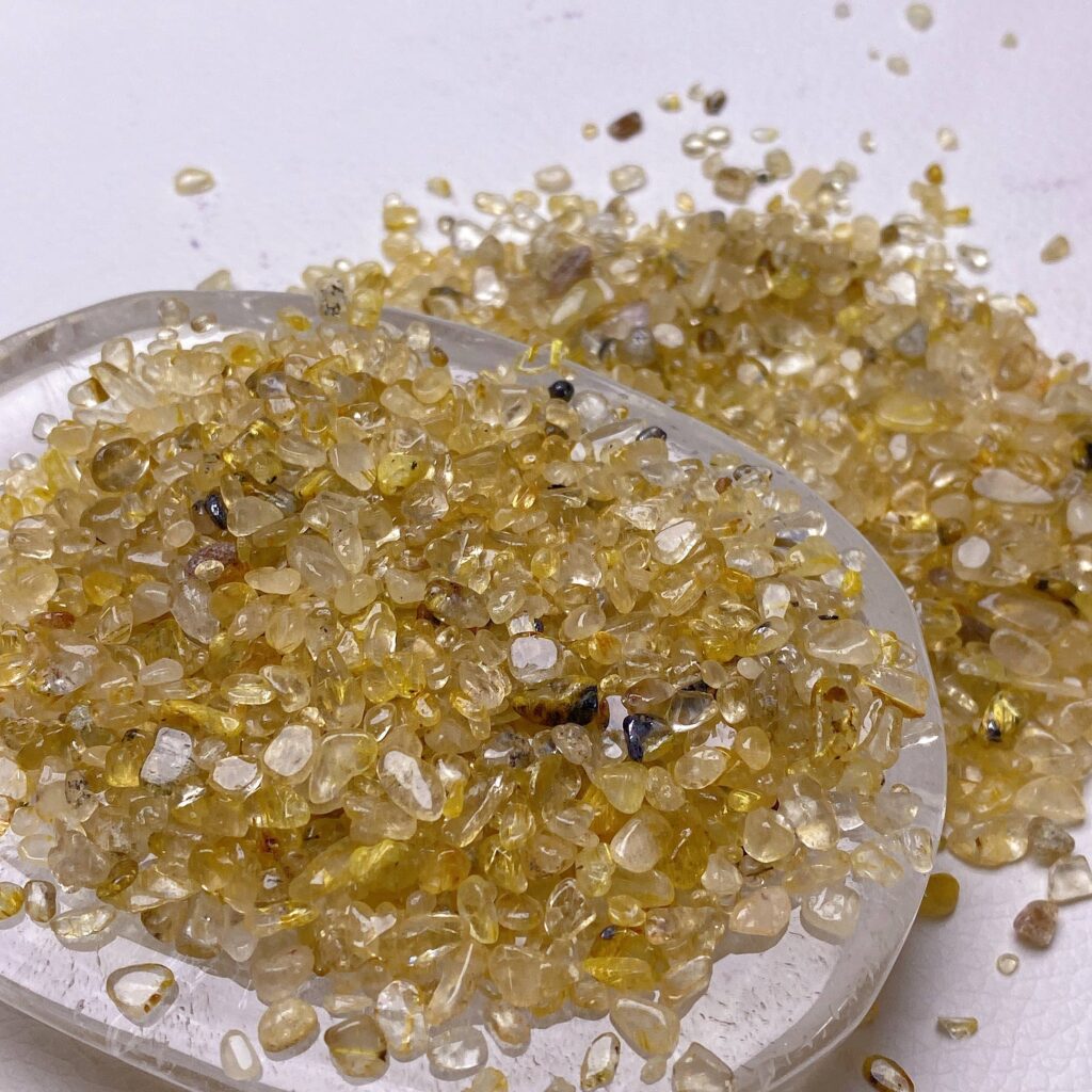 Golden Rutilated Quartz Crystal Chips