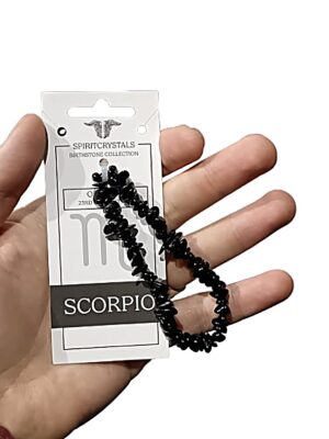 Birthstone Chip Bracelet · Scorpio · Obsidian