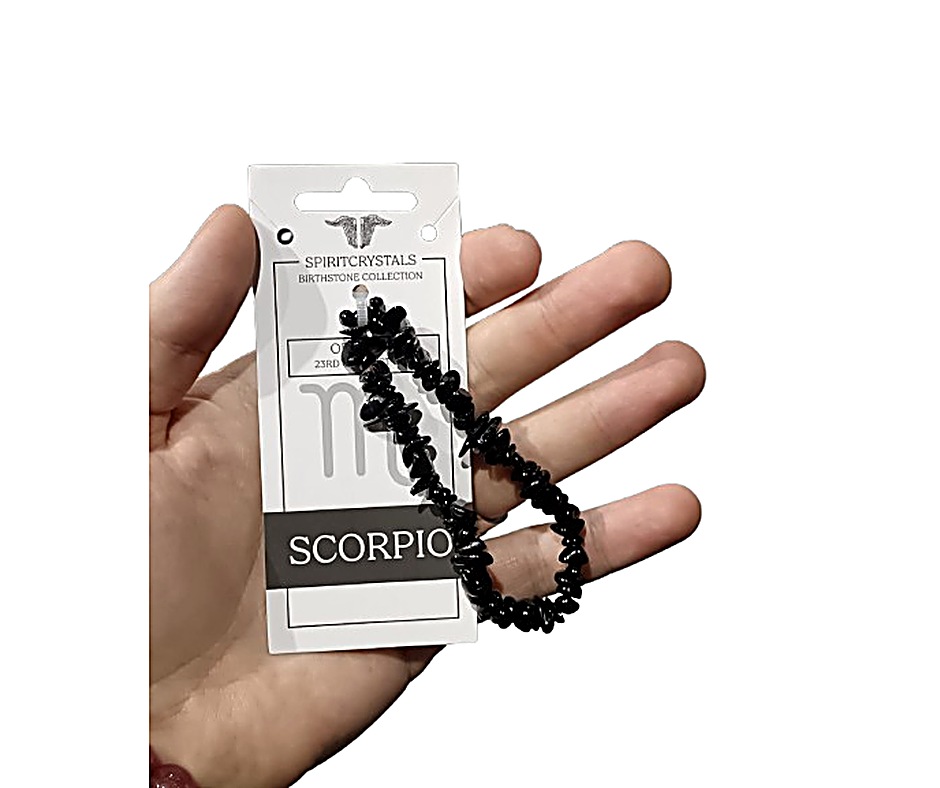 Birthstone Chip Bracelet · Scorpio · Obsidian