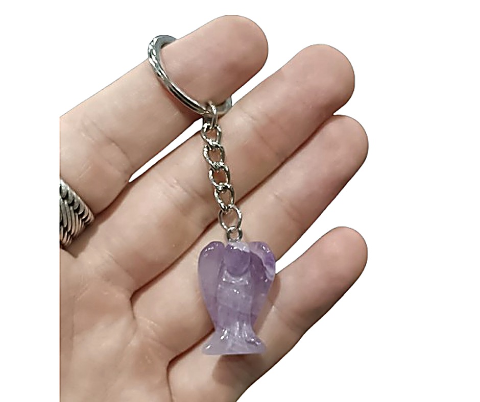 Crystal Angel Keychain · Amethyst