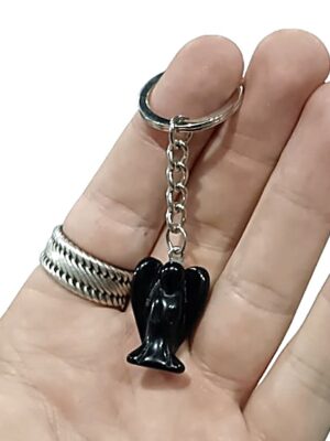 Crystal Angel Keychain · Obsidian