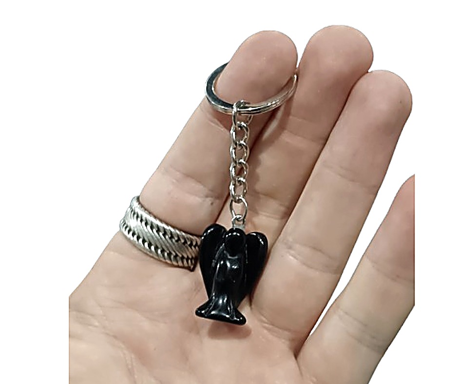 Crystal Angel Keychain · Obsidian
