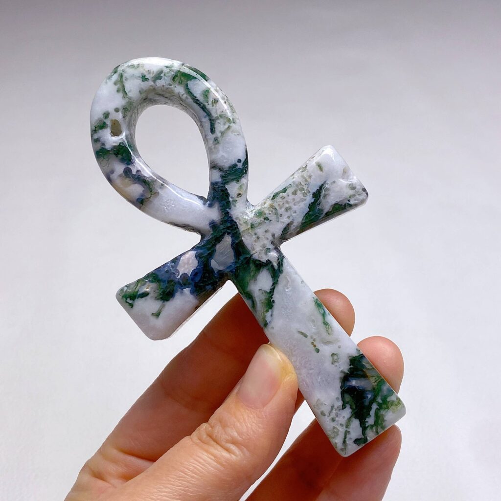Crystal Ankh · Moss agate