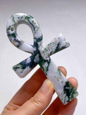 Crystal Ankh · Moss agate