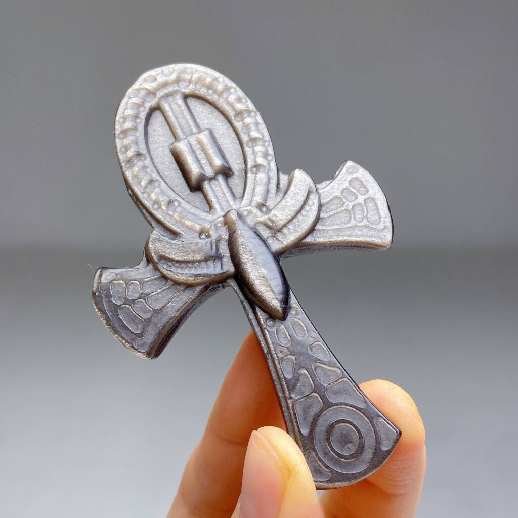 Crystal Ankh · Silver obsidian
