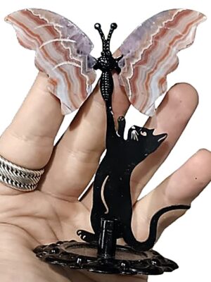 Crystal Butterfly on Cat Stand · Amethyst