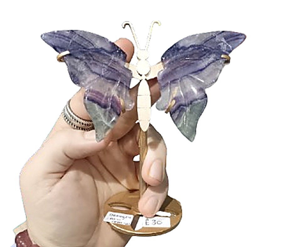 Large Crystal Butterfly on Stand · Fluorite