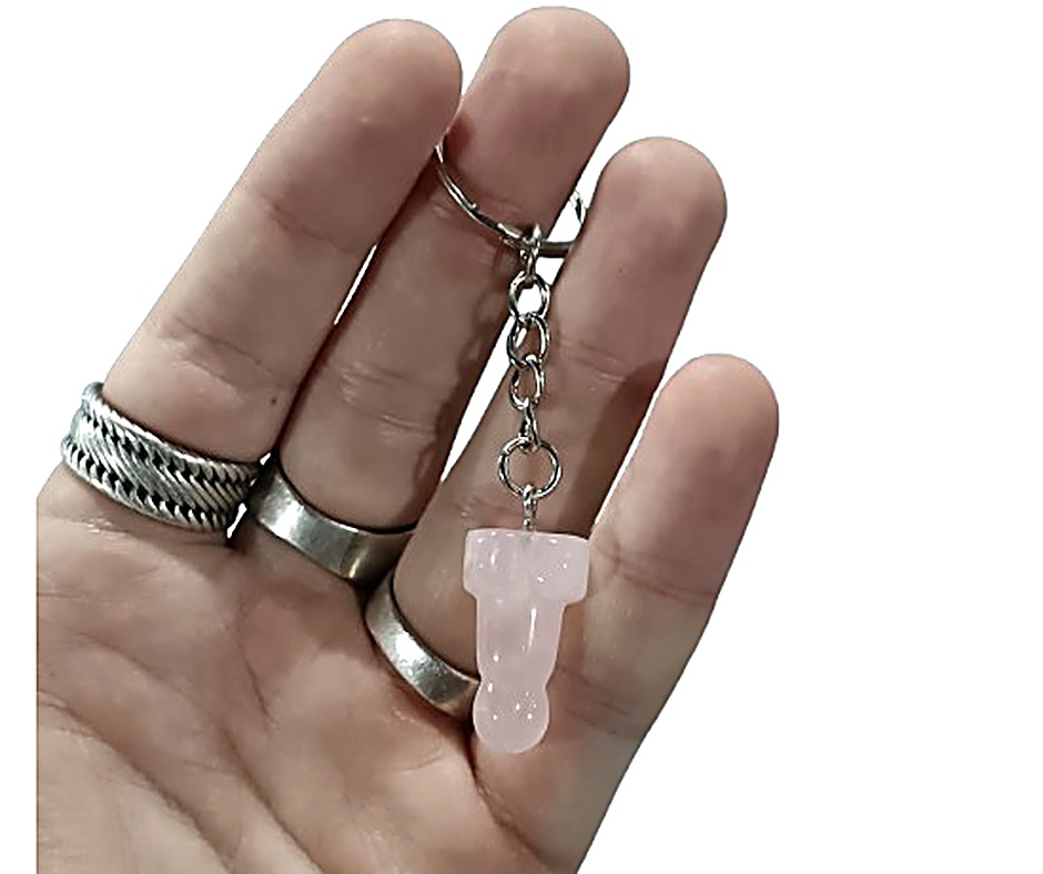 Crystal Penis Keychain · Rose quartz