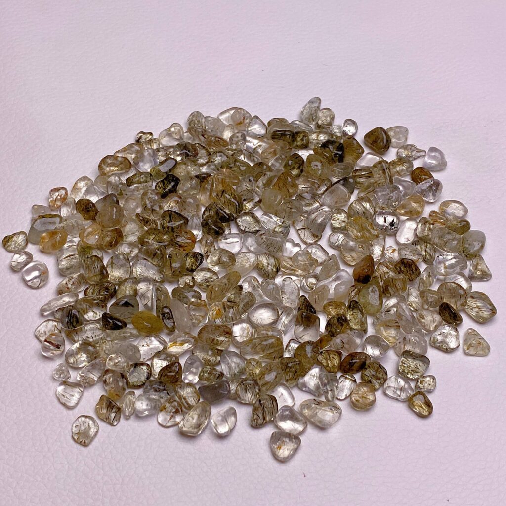 Black & Golden Rutilated Quartz Crystal Chips