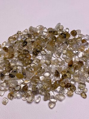 Black & Golden Rutilated Quartz Crystal Chips