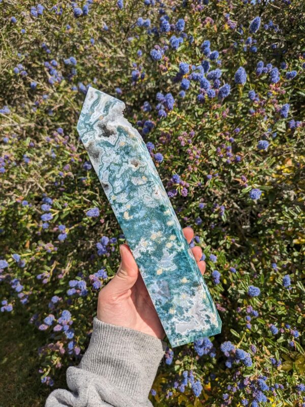 Large Moss Agate Tower