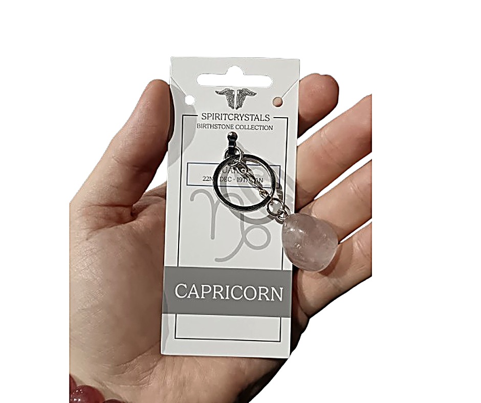 Birthstone Keychain · Capricorn · Clear quartz
