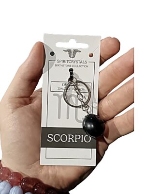 Birthstone Keychain · Scorpio · Obsidian