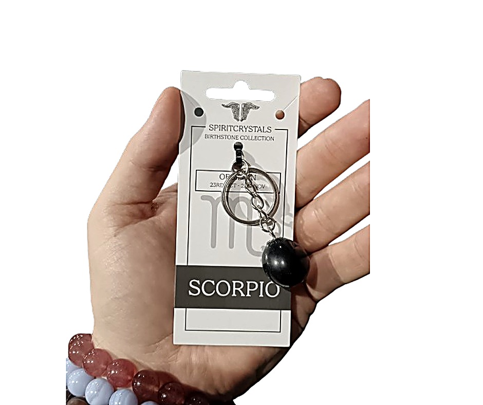 Birthstone Keychain · Scorpio · Obsidian