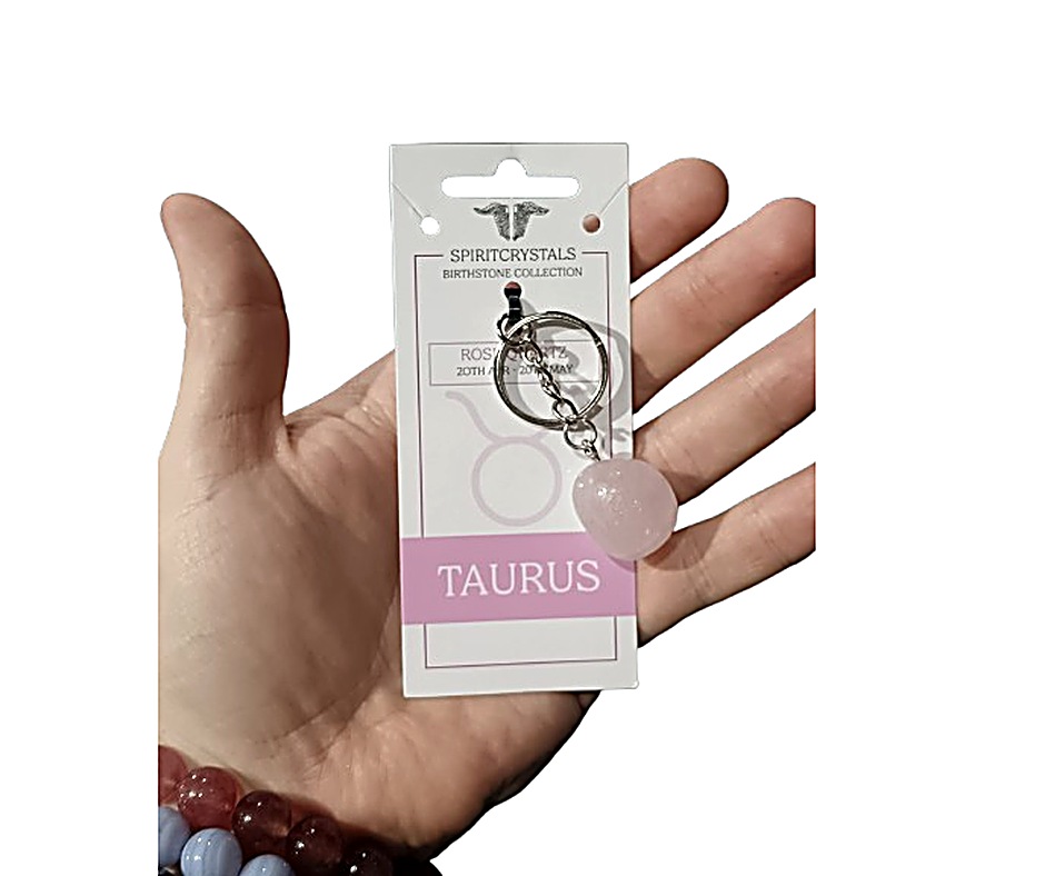 Birthstone Keychain · Taurus · Rose quartz