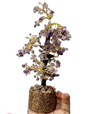 Large Chip Tree, Wooden Base · Amethyst