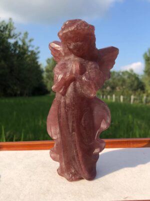 Large Crystal Angel · Strawberry quartz