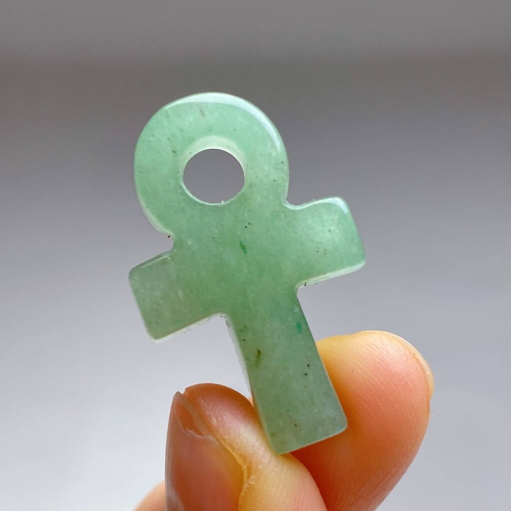 Mini Crystal Ankh · Green aventurine