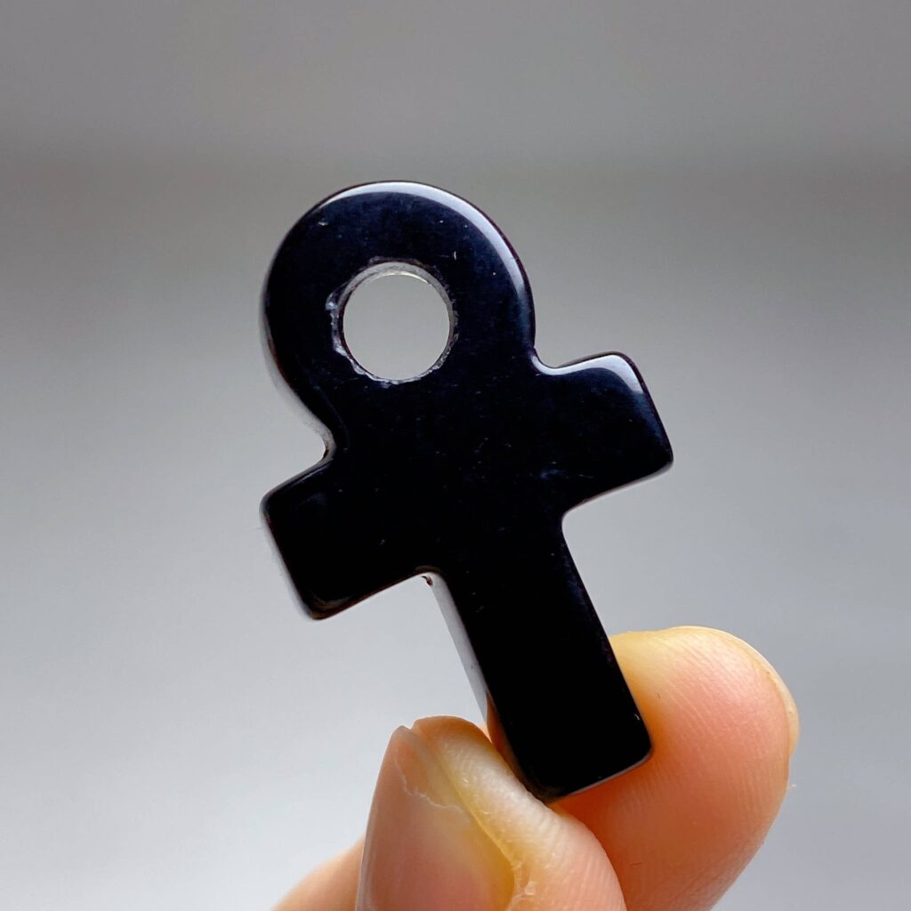 Mini Crystal Ankh · Obsidian