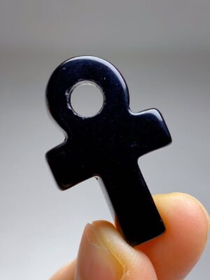 Mini Crystal Ankh · Obsidian