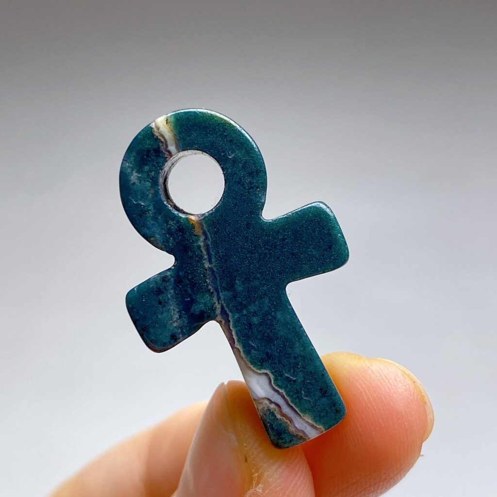 Mini Crystal Ankh · Ocean jasper