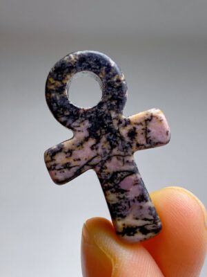 Mini Crystal Ankh · Rhodonite