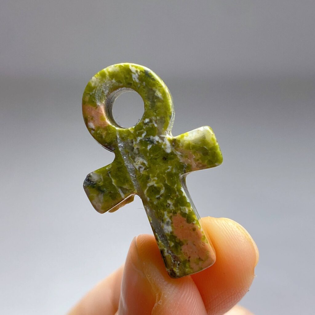 Mini Crystal Ankh · Unakite