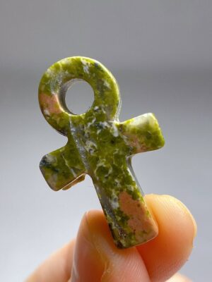 Mini Crystal Ankh · Unakite