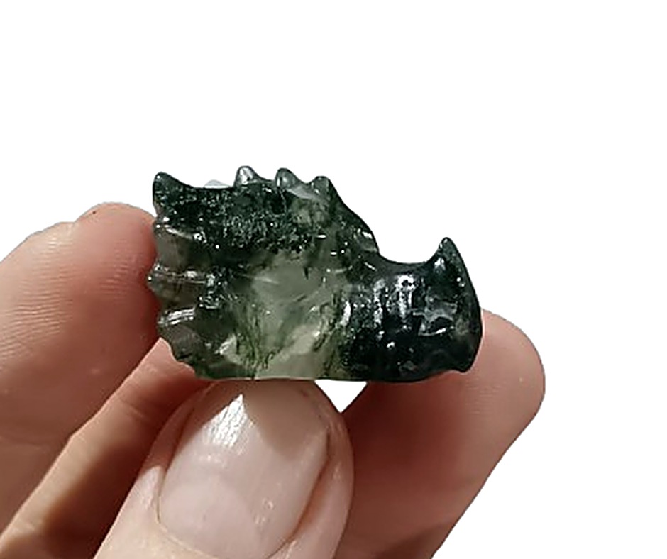 Mini Crystal Dragon Head · Moss agate