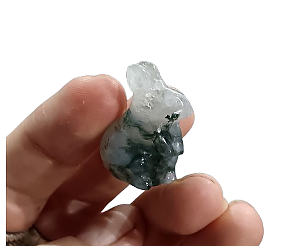 Mini Crystal Rabbit · Moss agate