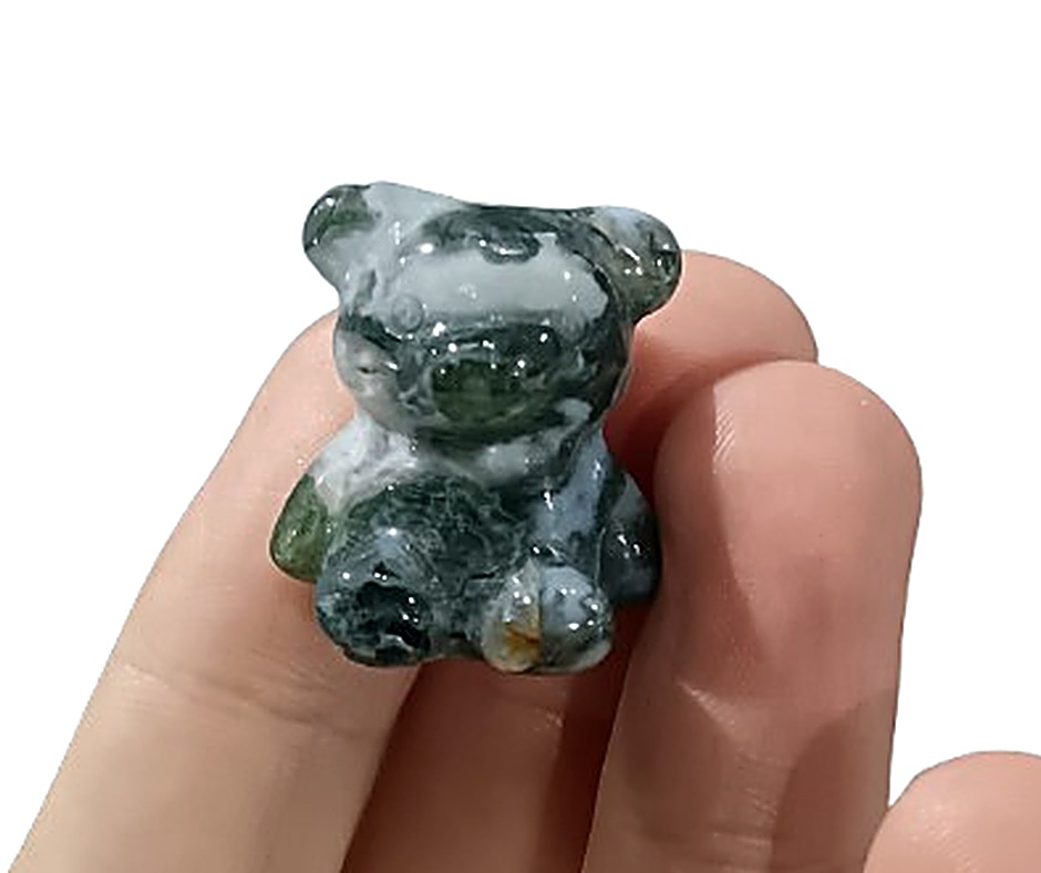 Mini Crystal Teddy Bear · Moss agate