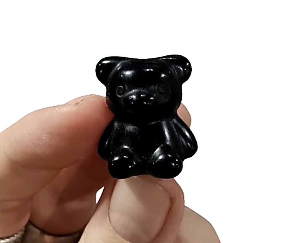 Mini Crystal Teddy Bear · Obsidian