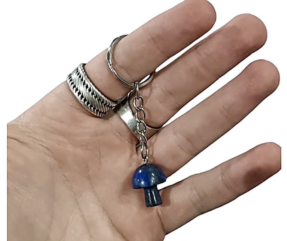 Crystal Mushroom Keychain · Lapis lazuli
